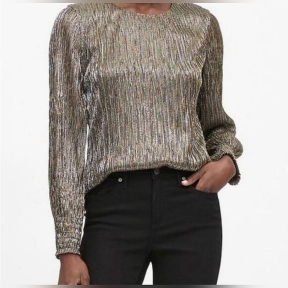 Banana Republic Shimmering Metallic Blouse Size M - Picture 1 of 9